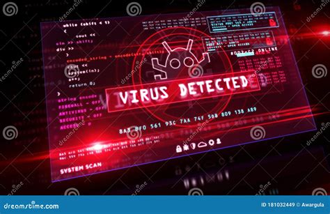 Virus Detected Alert On Screen Illustration Stock Illustration