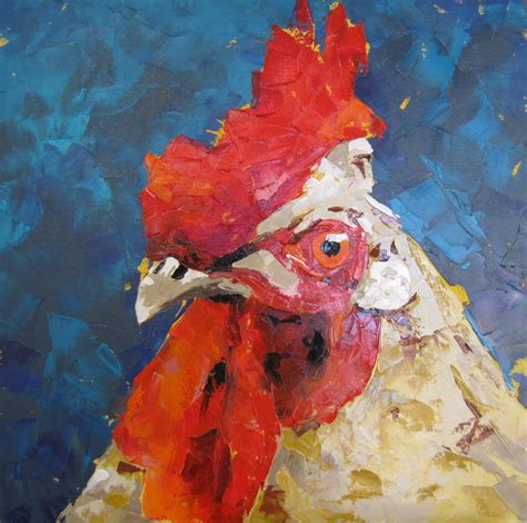 Kay Wyne Fine Art Blog Palette Knife Rooster Painting In Progress