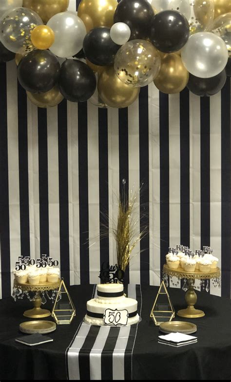 50th Birthday Party Birthday Party Decorations Black And Gold Party Decorations White Party