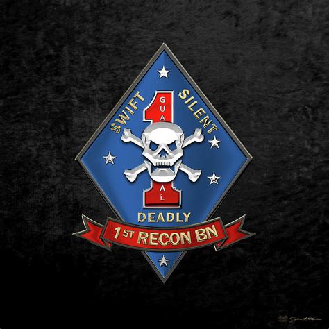 U S M C 1st Reconnaissance Battalion 1st Recon Bn Insignia Over Black