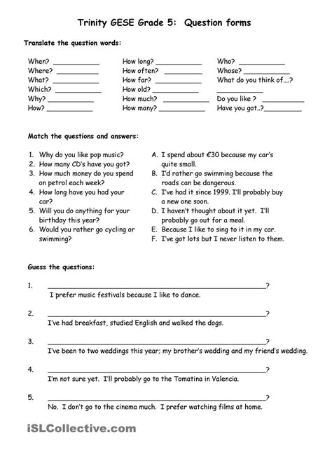 Grade 5 English Worksheets