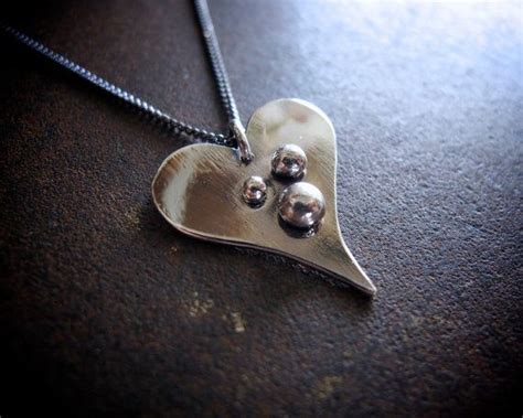 Sterling Silver Heart Pendant With Silver Beads And Oxidized Chain