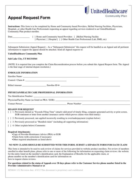 Appeal Form Template
