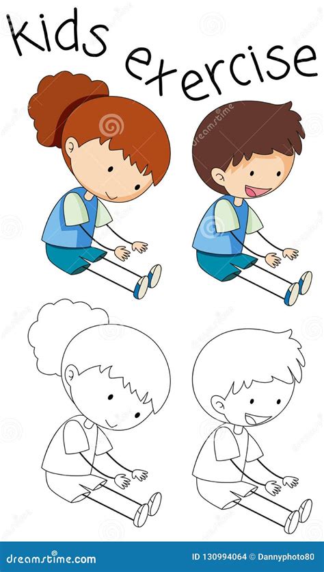 Doodle Kids Exercise On White Background Stock Vector Illustration Of