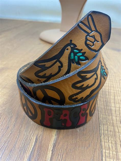 Leather Rasta Peace Belt 34 Inches Made In Usa Grailed