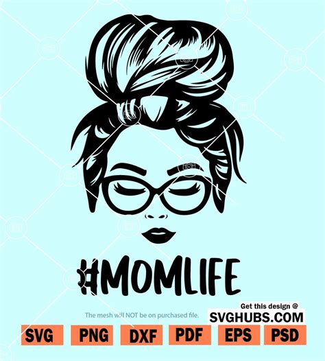 Messy Bun Hair SVG, Mom Life SVG, #momlife SVG, Messy Bun Skull SVG