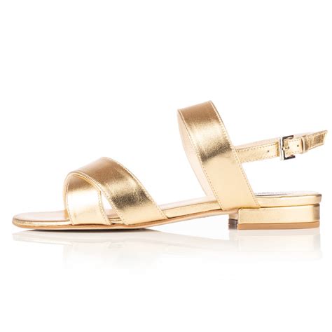 Gold Leather Wide Fit Sandals