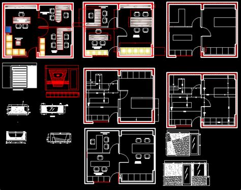 Furniture Layout Of Office Interior Design Download Autocad Drawing