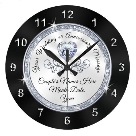 Personalized Wall Clocks For Weddings Black White