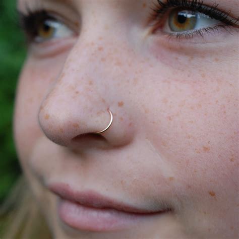 Gold Nose Ring Karat Hoop Dainty Nose Ring Thin Nose Etsy Canada