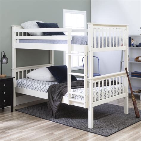 Manor Park Solid Wood Twin Over Twin Mission Design Bunk Bed White