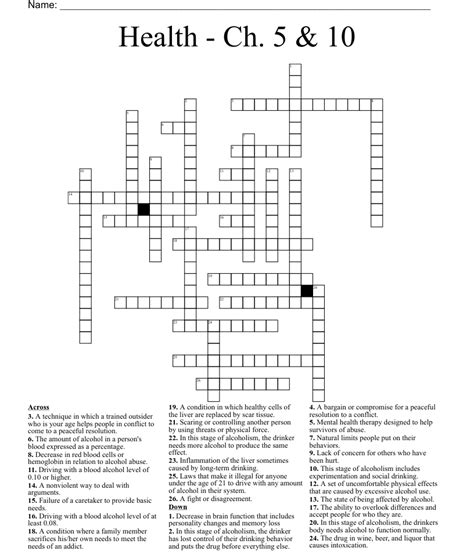 Health Ch 5 And 10 Crossword Wordmint
