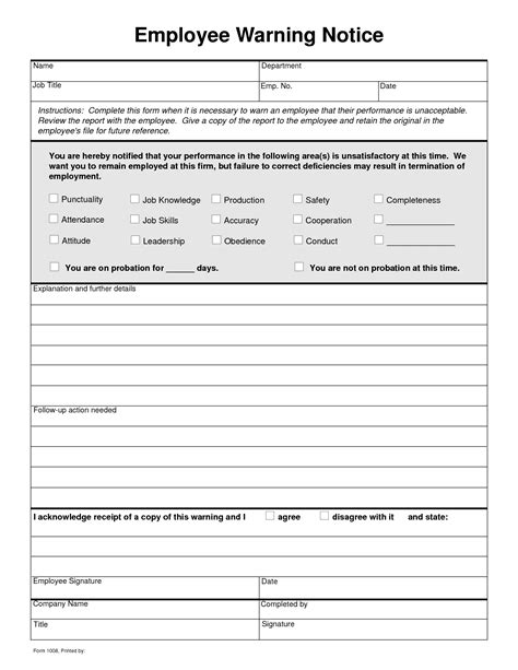 Disciplinary Action Form Employee Forms Employee Performance Free Printable Hr Forms