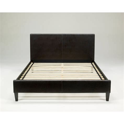 premier zurich faux leather queen brown upholstered platform bed frame with bonus base wooden