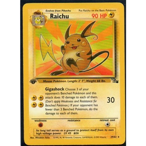 (to cardpop!, press the a button when it indicates, and a random card will be added to your inventory.) # Pokemon Fossil 1st Edition Single Raichu 14/62 | DA Card World