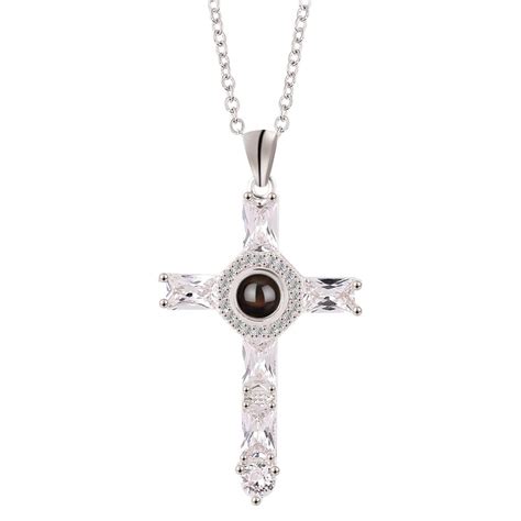 Crystal Cross Pendant Custom Jewelry Photo Projection Etsy Uk