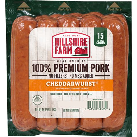 Hillshire Farm Premium Pork Cheddarwurst Sausage Links 45 Oz