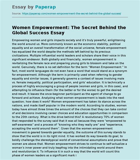Women Empowerment The Secret Behind The Global Success Free Essay Example