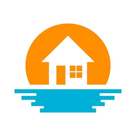 Tropical Summer Beach House Logo Design Template Vector Illustration