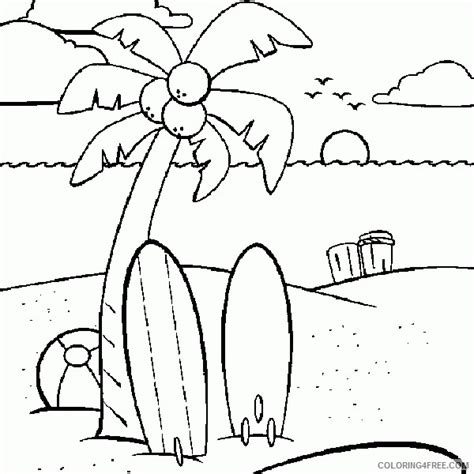 At the time of sunset color of sun is red due to reason red color scattered lest by atmospheric gases than other colors. beach coloring pages surfboard sunset Coloring4free ...