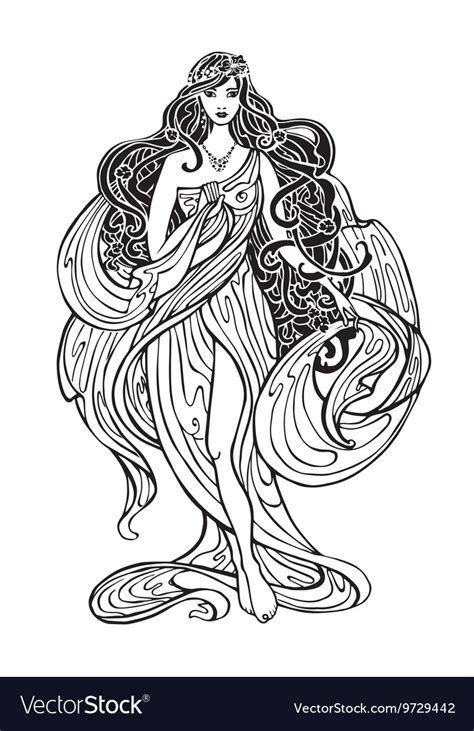 Art Nouveau Styled Woman Royalty Free Vector Image