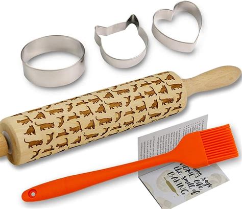 Cows Small Rolling Pins Engraved Rolling Pin By Laser Embossing Rolling