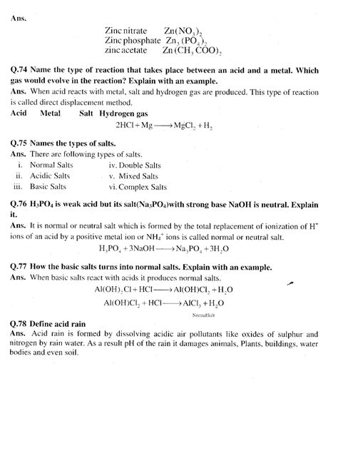 Chapter 2 Notes Chemistry 10th Class Chapter Acid Bases And Salts