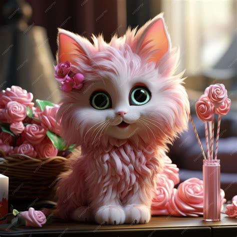 Premium Ai Image Sweet Delights Adorable Kitty Surrounded By Candies
