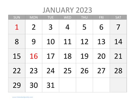 2023 Calendar Printable Big Numbers Plan Your Year Ahead August 2023