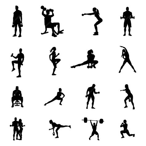 Premium Vector Fitness Gym Silhouettes Fitness Exercise Silhouettes