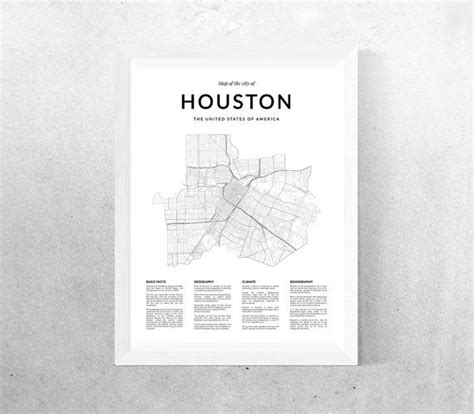 Houston Map Print Map Wall Art Houston Texas Houston Map Etsy Lart