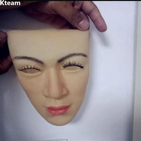 2017 top grade handmade silicone sexy and sweet half female face mask ching crossdress mask