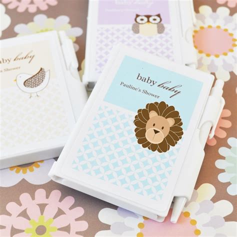 Each single serving of drink mix comes sealed in a beautiful white gloss pouch (4w x 5.5h). Baby Animals Personalized Notebook Favors