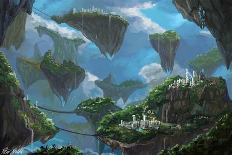 Floating Islands By Peterprime On Deviantart Fantasy Landscape