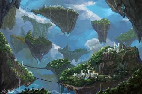 Floating Islands Fantasy Landscape Fantasy Art Landscapes