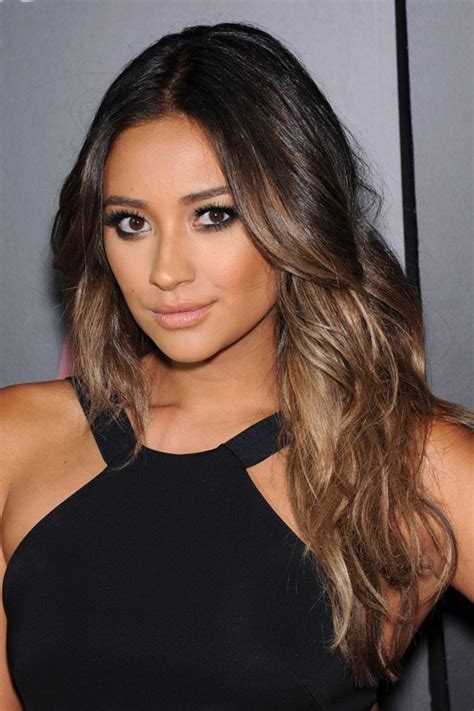 Shay Mitchell Wavy Medium Brown Faux Sidecut Side Part Hairstyle Steal Her Style