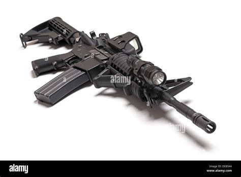 M4a1 Ar15 Carbine Isolated On White Background Studio Shot Stock