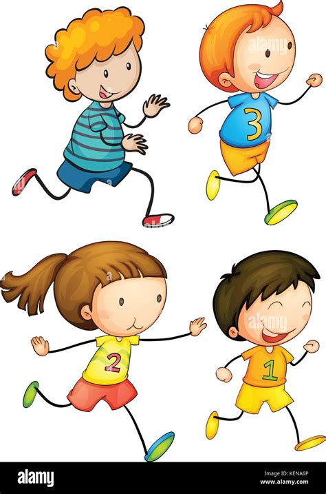 Illustration Of Simple Kids Running Stock Vector Image And Art Alamy