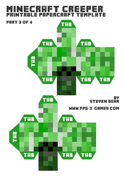 Papercraft Creeper 3 Of 4 Minecraft Printables Paper Crafts Creepers