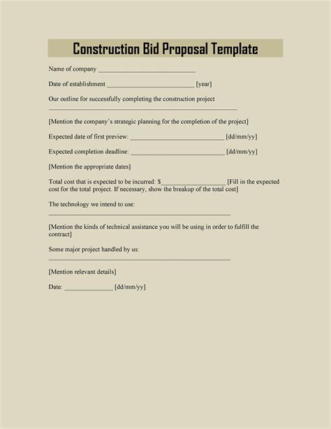 31 Construction Proposal Template And Construction Bid Forms