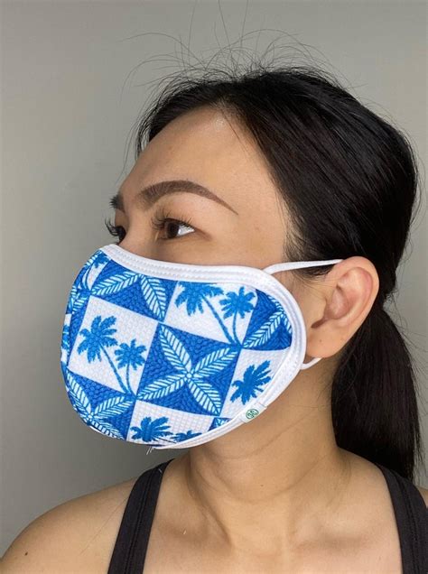 Face Masks Hawaiian Aloha Print Blue White Palm Tree Quilt Etsy