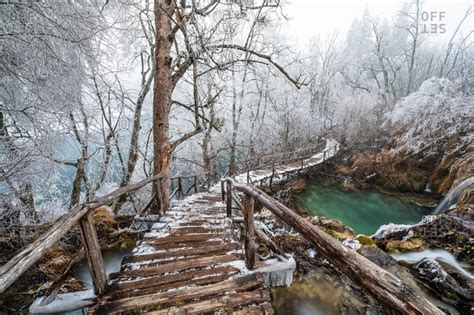 Winter Path In Plitvice Lakes National Park Lika Senj County Karlovac