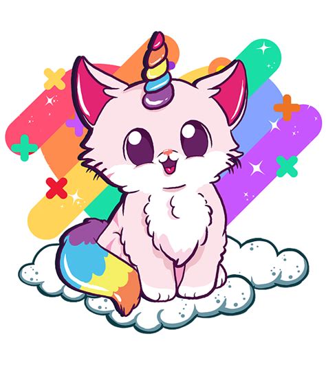 Cute Unicorn Cat Adorable Magical Rainbow Kitty Greeting Card By The