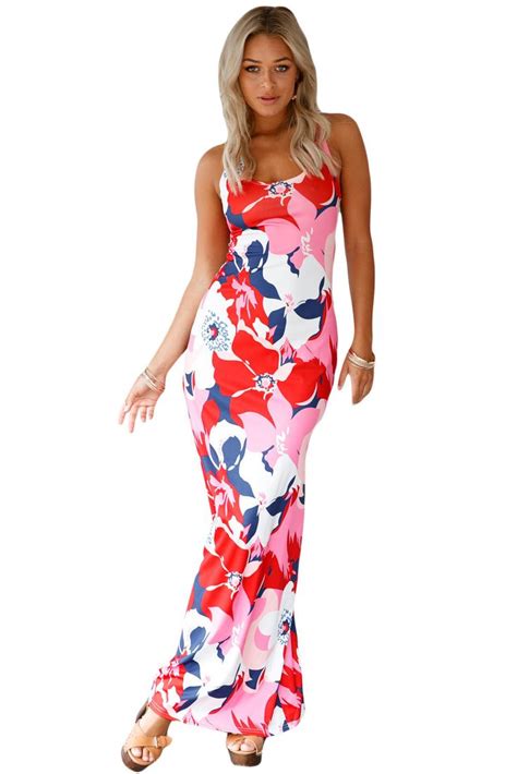 Multi Color Floral Print Maxi Dress Maxi Dress Printed Maxi Dress Boho Maxi Dress