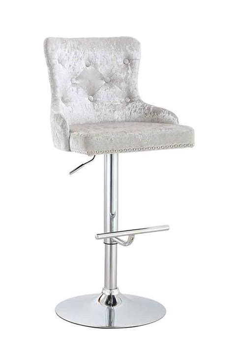 Light grey crushed velvet bar stool | Upholstered bar stools, Kitchen