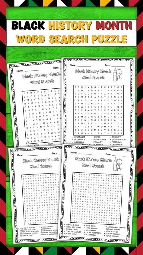 Black History Month Word Search Puzzle Activities Artofit