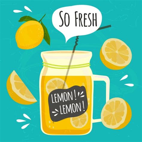 Lemon Juice Advertising Slice Fruit Jar Icons Decor Free Vector In