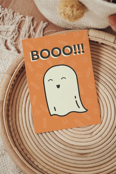 Printable Ghost Halloween Card 4x6 Cute Ghost Kids Etsy