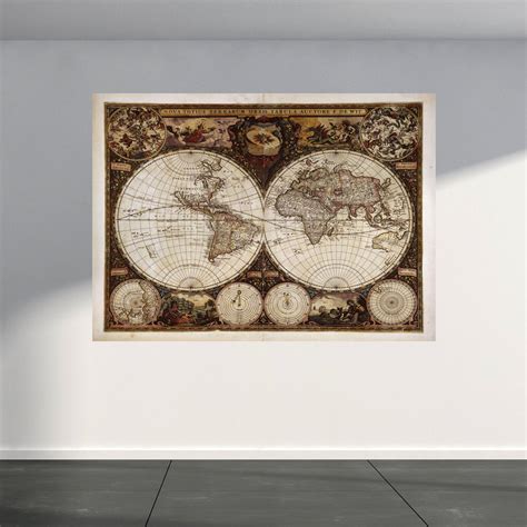 Wall Mural Ancient Vintage World Map Peel And Stick Repositionable Fa