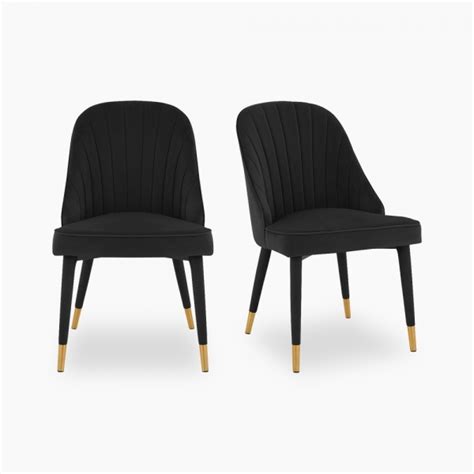 Set of 2 Maggie Dining Chair, Velvet, Black | Cult Furniture